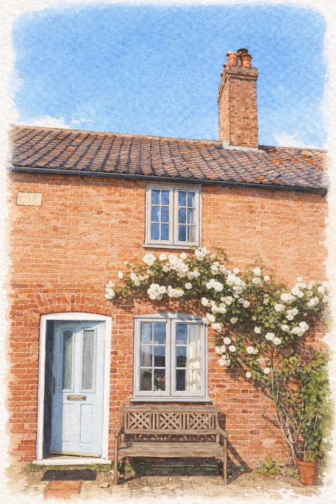 Painting of Priory Cottage in Castle Acre, West Norfolk